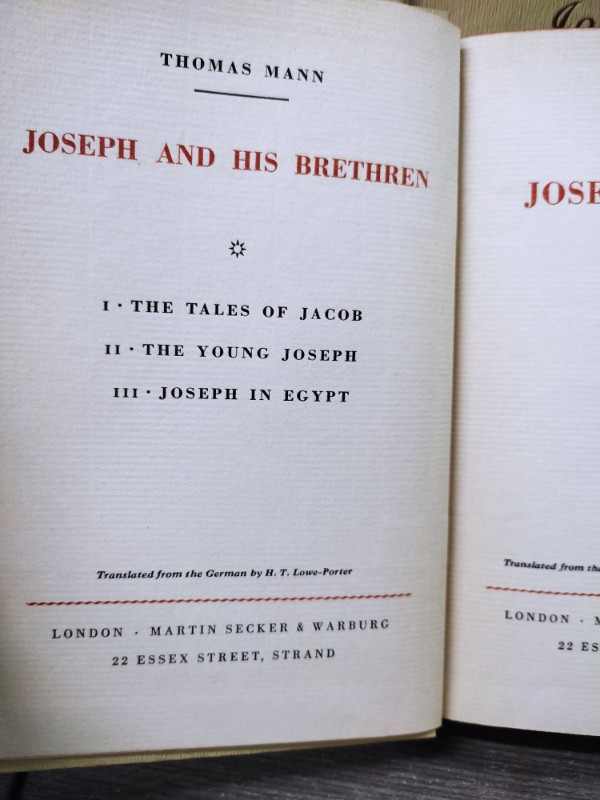 Joseph in Egypt (2 vols:) - Thomas Mann - Martin Secker & Warburg - 1938, 1ª ed. 39.50 - Imatge 3